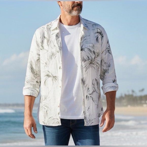 Tommy Bahama Other - Tommy Bahama Men’s 100% Linen Long Sleeve Cruise wear Button Up Shirt Tropical L